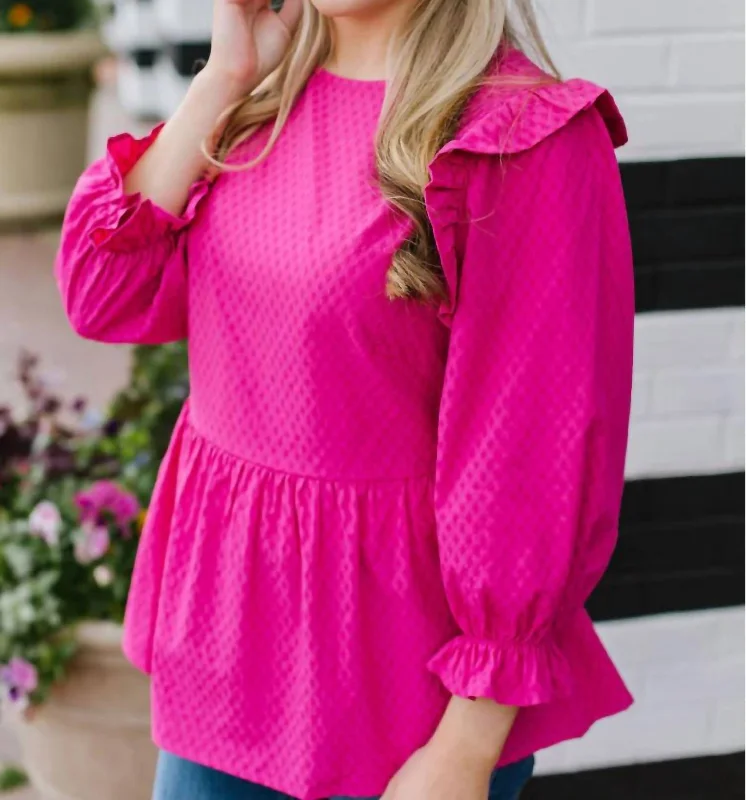 Mills Top Blouse In Berry Soft Satin Blouse