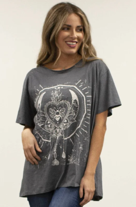 Oversized Tee Shirt Queen Bee Moon-- Denim Fabric Leather Fabric Suede Fabric