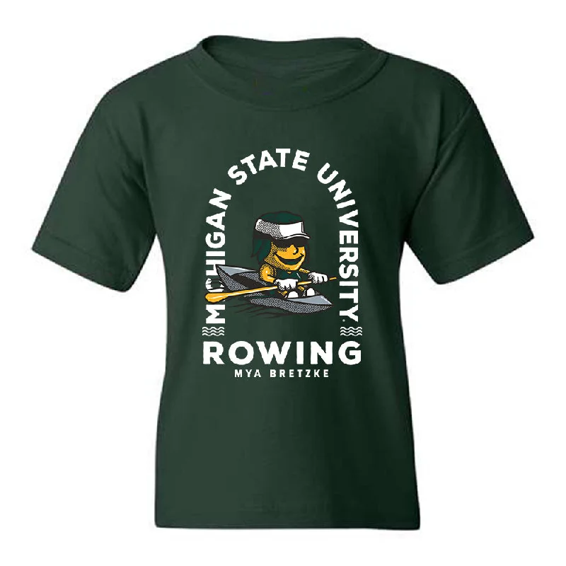 Michigan State - NCAA Women's Rowing : Mya Bretzke - Fashion Shersey Youth T-Shirt-- Hooded Caped Shawl Collar