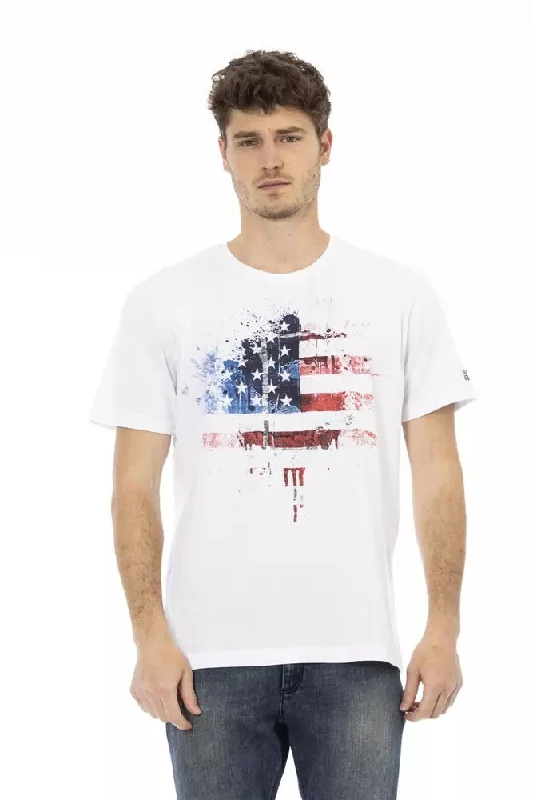White Cotton Men T-shirt-- Sequined Glittery Shiny