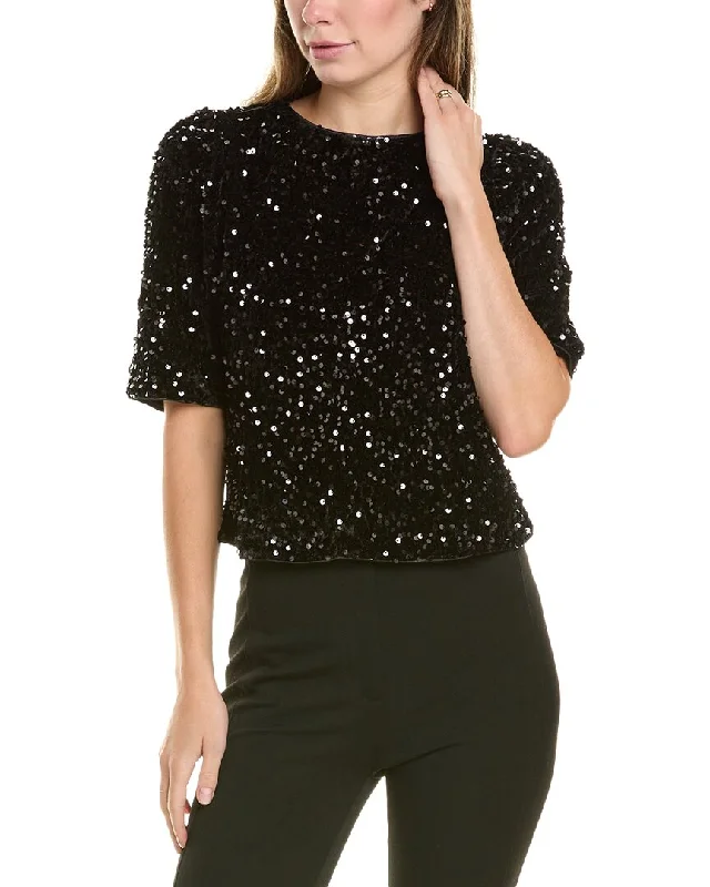 Nanette Nanette Lepore Velvet Sequin Blouse Feminine Satin Blouse