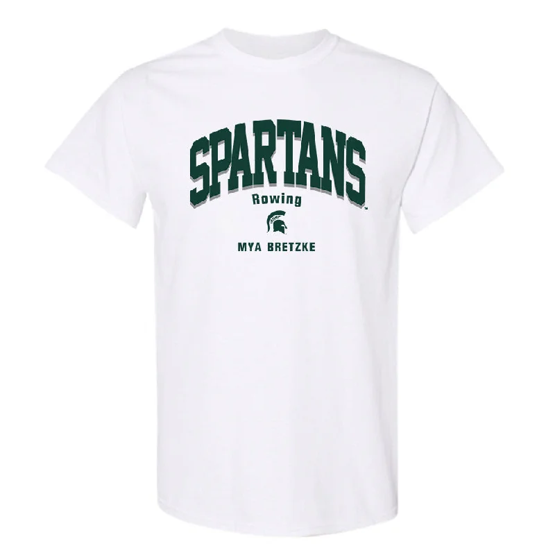 Michigan State - NCAA Women's Rowing : Mya Bretzke - Classic Fashion Shersey T-Shirt-- Striped Floral Plaid