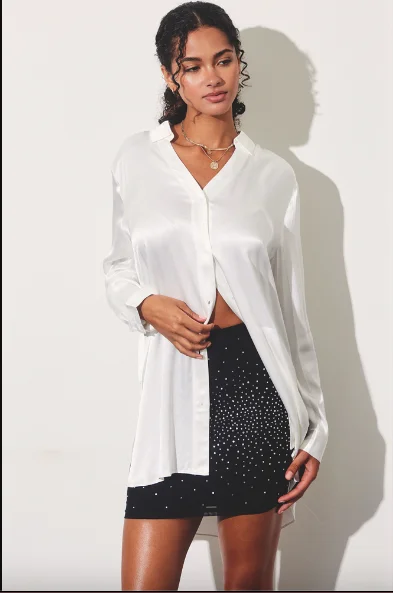 Take It Easy Slightly Long Shirt-- Chenille Brocade Lace