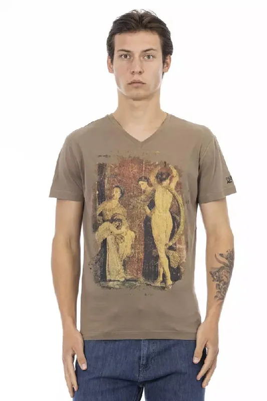 Brown Cotton Men T-shirt-- Elasticated Padded Insulated