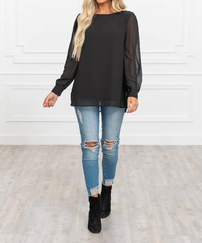 Adalyn Chiffon Blouse In Black Classic White Blouse