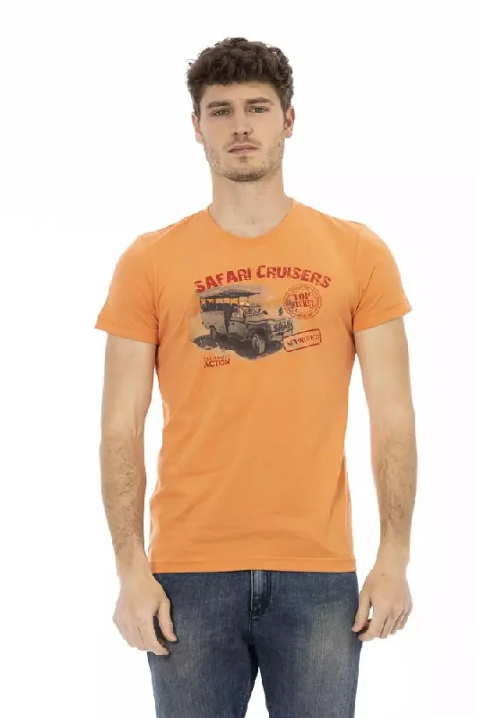 Orange Cotton Men T-shirt-- Anti-Shrink Durable Soft