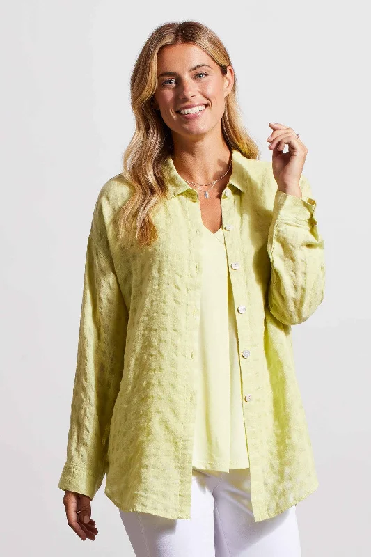 LONG SLEEVE BUTTON FRONT BLOUSE - WILD LIME Modern Work Blouse