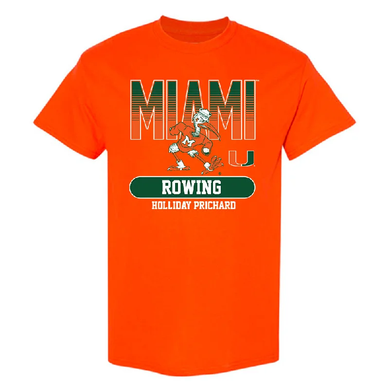 Miami - NCAA Women's Rowing : Holliday Prichard - Classic Fashion Shersey T-Shirt-- Print Jacquard Patchwork Miami - NCAA Women's Rowing : Holliday Prichard - Classic Fashion Shersey T-Shirt-- Print Jacquard Patchwork