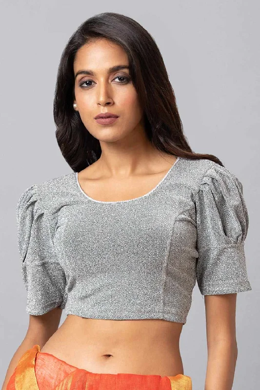 Black Cotton Lycra Woven Design Short Sleeves Blouse Lightweight Tunic Blouse