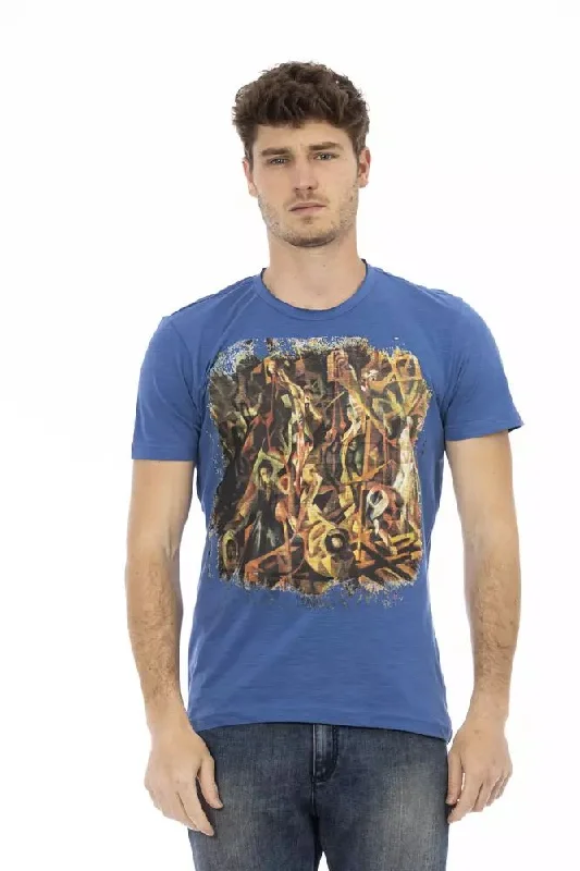 Blue Cotton Men T-shirt-- Polka Dot Checkered Tartan