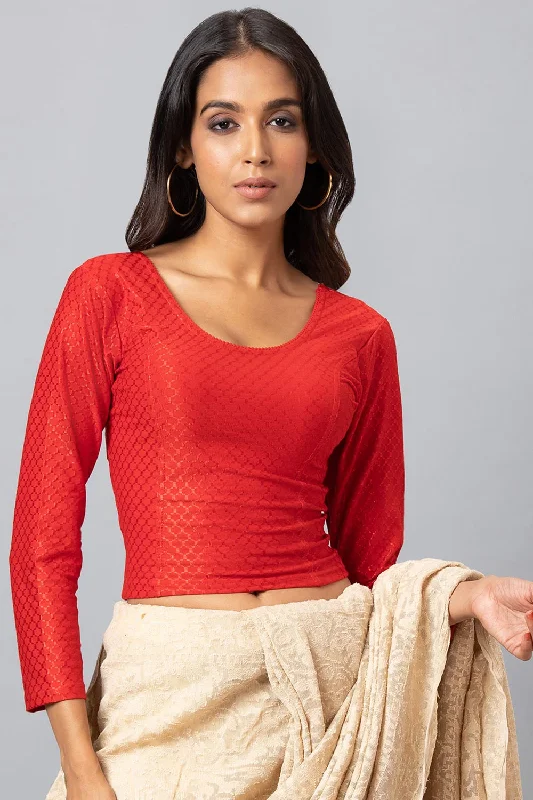 Gold Cotton Lycra Woven Design Long Sleeves Blouse Sheer Sleeve Blouse