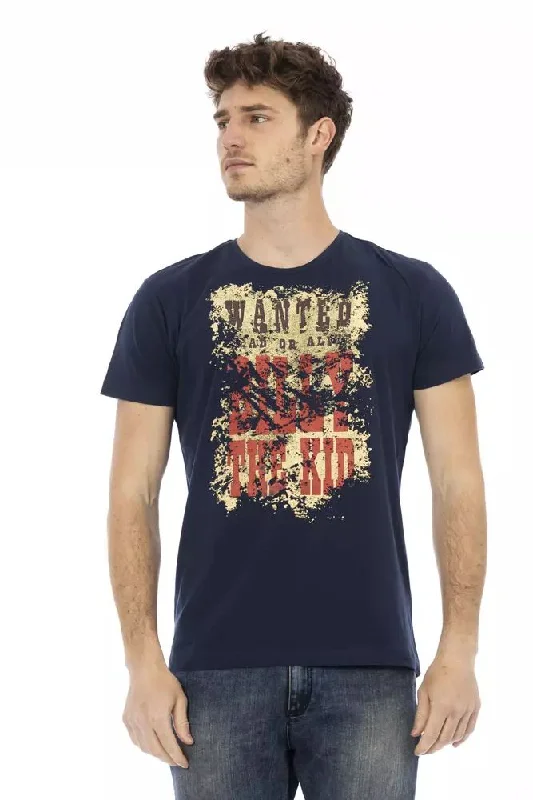 Blue Cotton Men T-shirt-- Polka Dot Checkered Tartan