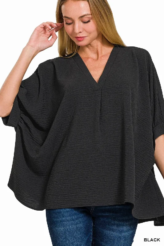 Woven Air Flow V-Neck Blouse, 2 Colors Chic Square Blouse