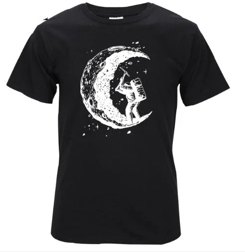 'Digging The Moon' Print T-Shirt-- Casual Formal Business