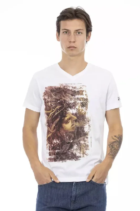 White Cotton Men T-shirt-- Cozy Warm Stylish