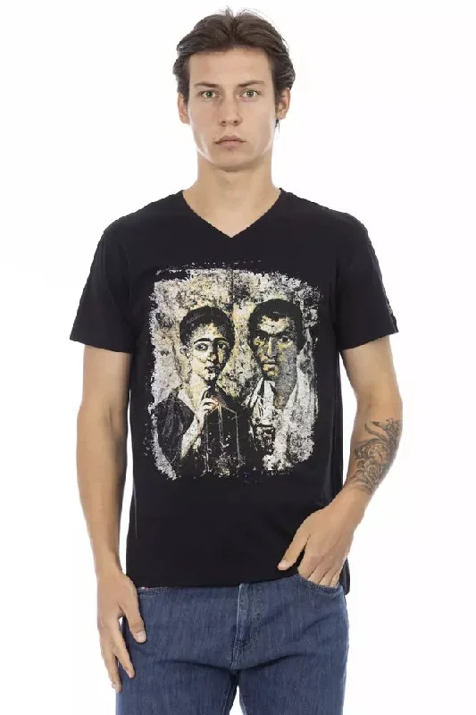 Black Cotton Mens Tshirt-- Machine Wash Dry Clean Hand Wash