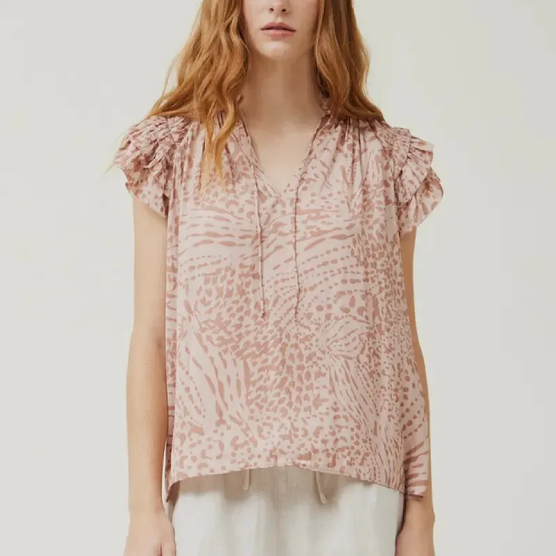 CC PRINTED RUFFLE SLEEVE BLOUSE Pastel Color Blouse