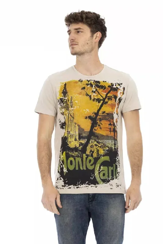 Beige Cotton Men T-shirt-- Rayon Fabric Velvet Fabric Corduroy Fabric