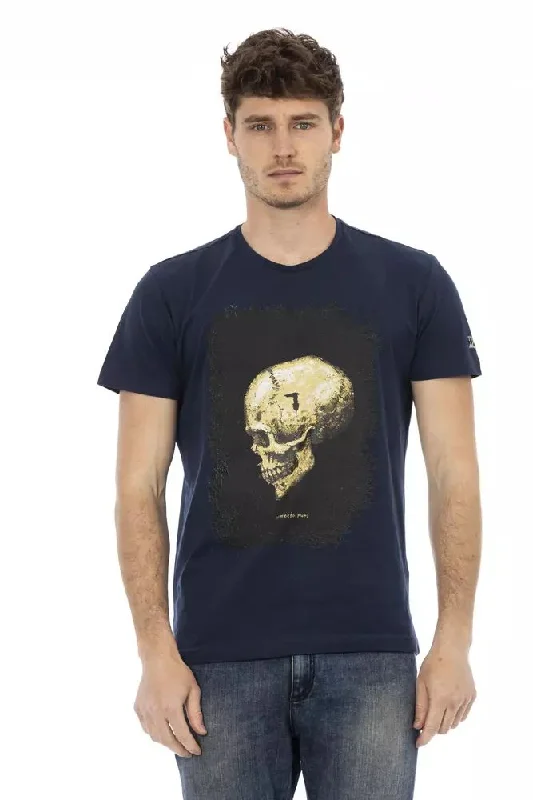 Blue Cotton Men T-shirt-- Polka Dot Checkered Tartan