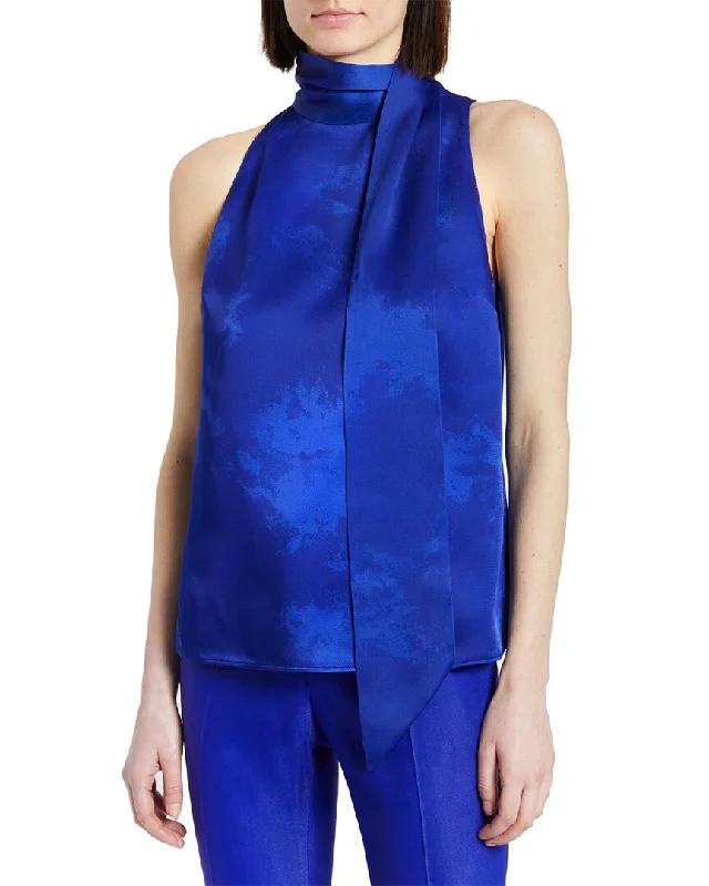 Santorelli Hunter Sleeveless Blouse Mandarin Collar Blouse