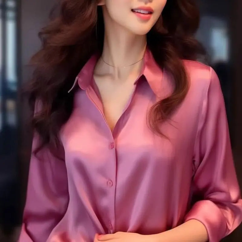 Women's Solid Color Polo-Neck Button Elegant Loose Long Sleeve Versatile Unique Shirt Tops-- Denim Fabric Leather Fabric Suede Fabric Women's Solid Color Polo-Neck Button Elegant Loose Long Sleeve Versatile Unique Shirt Tops-- Denim Fabric Leather Fabric Suede Fabric