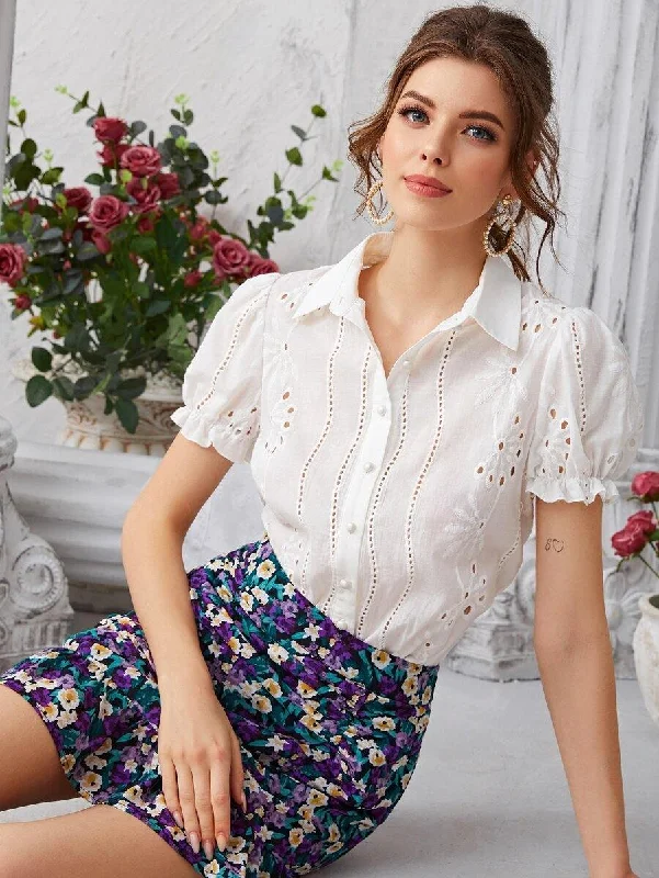 Puff Sleeve Schiffy Blouse Flowy Bohemian Blouse