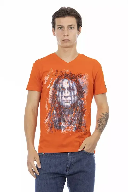 Orange Cotton Men T-shirt-- Casual Formal Business