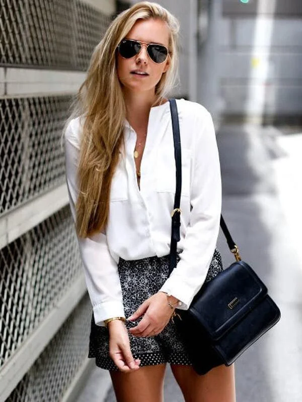 Revere Collar Pocket Front Chiffon Blouse Stretchy Fitted Blouse