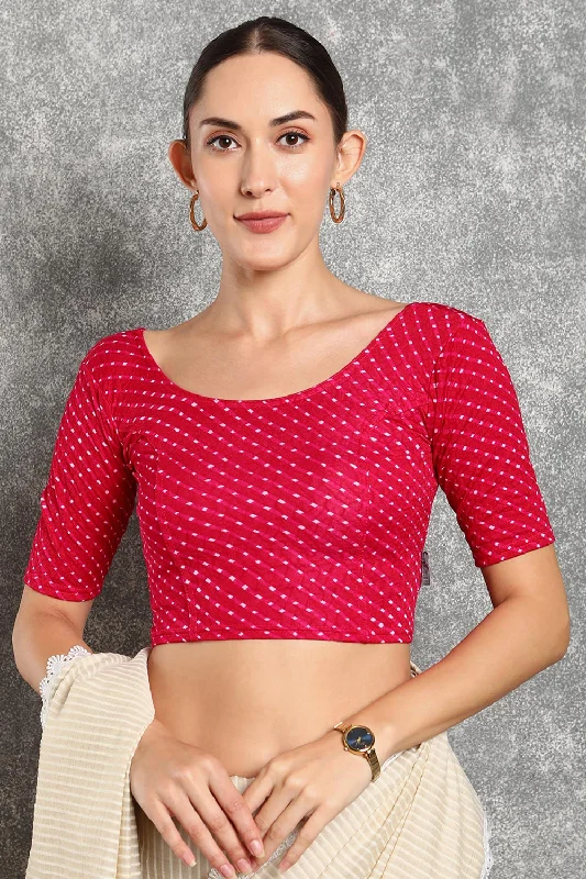 Pink Cotton Printed Short Sleeves Blouse Soft Modal Blouse