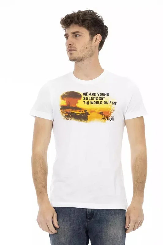 White Cotton Men Tshirt-- Fashionable Trendy Casual