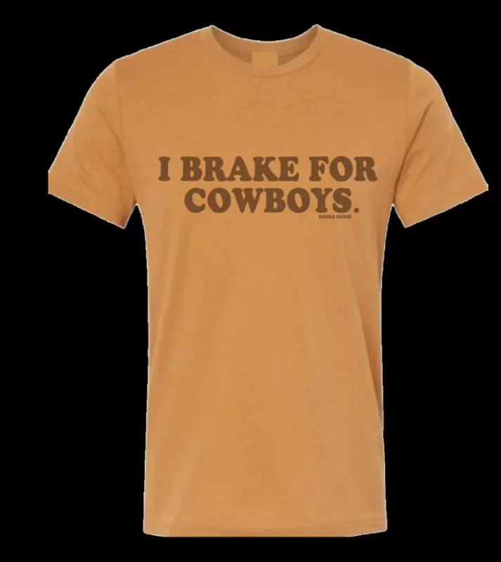 I Brake for Cowboys Tee Shirt-- Notch Collar Peter Pan Collar Cowl Neck