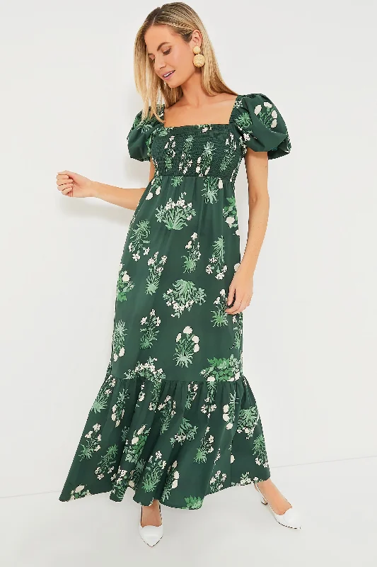 Viridian Stamped Bouquets Gabrielle Dress Cowl Neckline Elegant