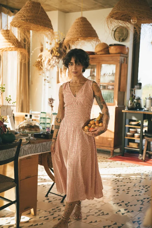 ECHINO DRESS - PLAID sweetheart Neckline Romantic