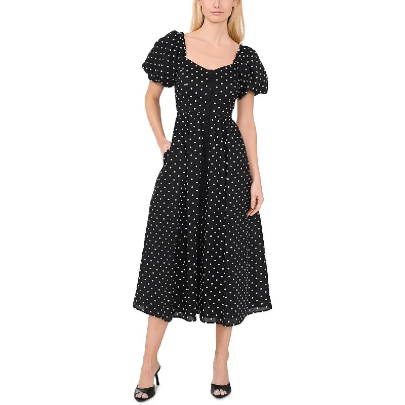 Womens Polka Dot Cotton Fit & Flare Dress Tunics Fall fleece