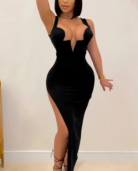 Solid Backless Hallow Out Sexy Party Dress Tunics Fall fleece