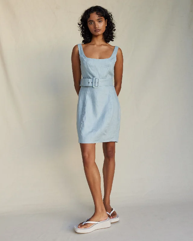 Silas Linen Mini Dress - Periwinkle Elegant Tulle Mini Dress