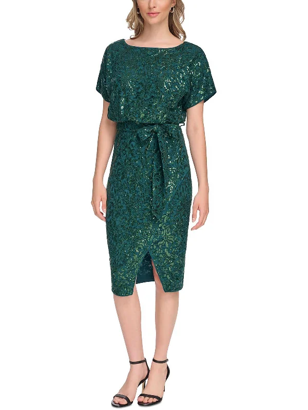 Womens Lace Sequined Cocktail And Party Dress Tunics Cozy comfortable