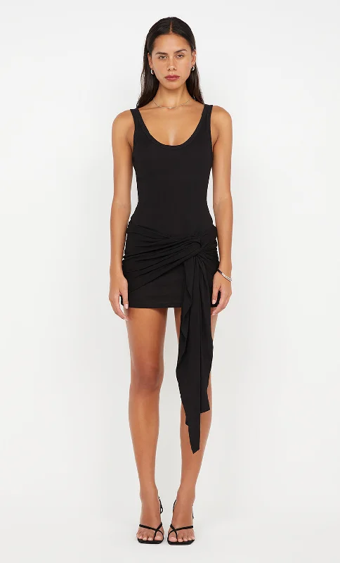 KODY RIB MINI DRESS - BLACK Elegant Vintage Mini Dress