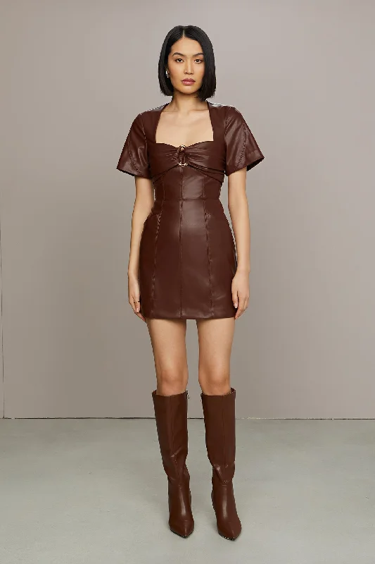AMur Joey Leather Mini Dress Elegant Satin Mini Dress