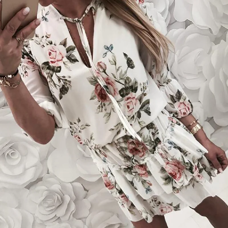 LAAMEI 2019 Layered Ruffle Women Summer Mini Dress Casual Embroidery Cotton White Dress Female V-neck Loose Short Dresses Ladies Fashionable Summer Mini Dress LAAMEI 2019 Layered Ruffle Women Summer Mini Dress Casual Embroidery Cotton White Dress Female V-neck Loose Short Dresses Ladies Fashionable Summer Mini Dress
