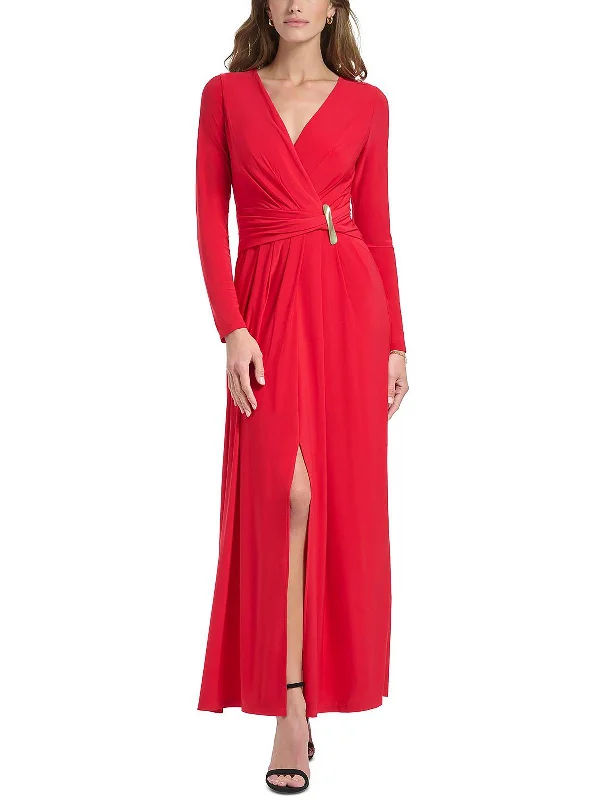 Womens V-Neck Maxi Evening Dress Tunics Versatile stylish