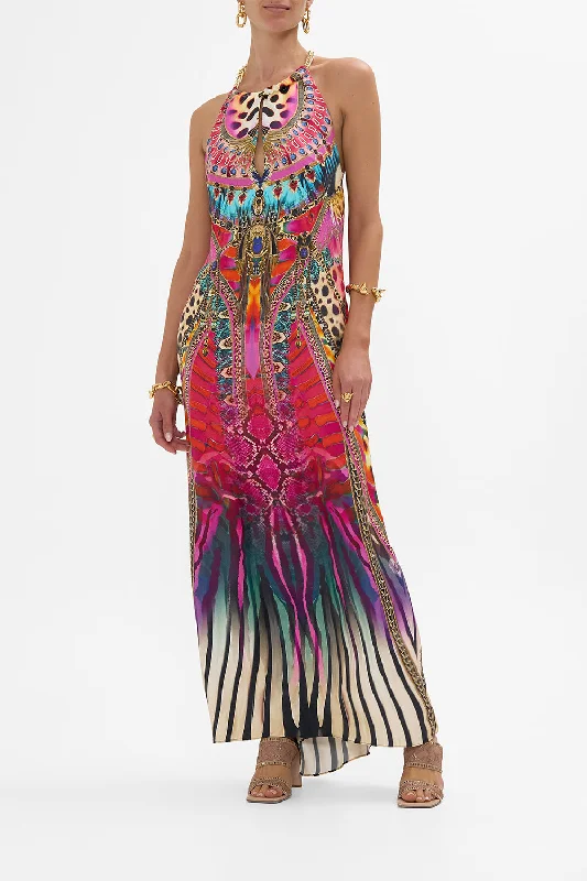 LOW BACK LONG DRESS WITH NECK HARDWARE SAHARA SUPERNATURAL Tunics Cozy soft