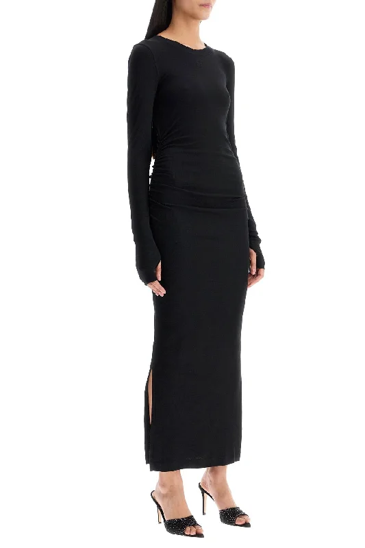 Ganni Long Ribbed Jersey Dress With Nine Words Tunics stripes playful