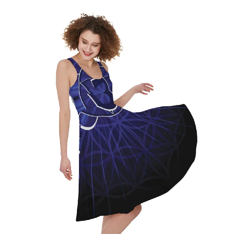 Ajna Chakra Spiritual Print Sleeveless Knee Length Dress Tunics Party sparkling