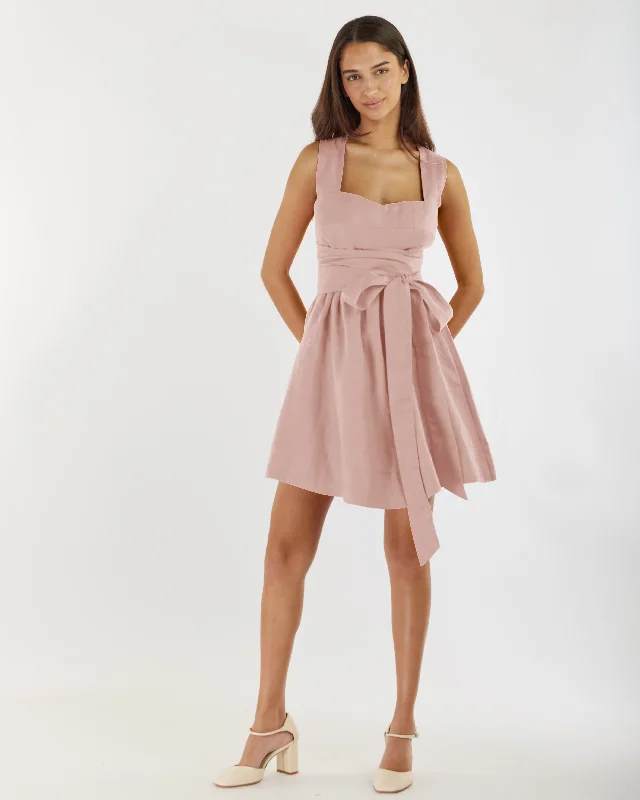Juliette Linen Mini Dress - Peony Comfortable Ruffle Mini Dress