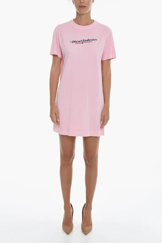 Diesel RED TAG Solid Color D-EGOR Tee Dress with Printed Logo Tunics Review highly