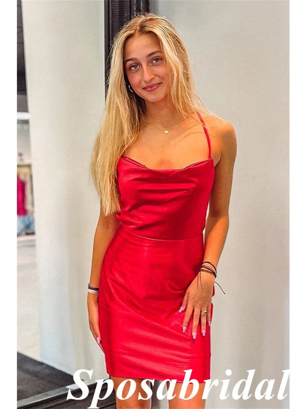 Sexy Red Soft Satin Spaghetti Straps Sheath Mini Dresses/ Homecoming Dresses, PD3568 Casual V-Neck Mini Dress Sexy Red Soft Satin Spaghetti Straps Sheath Mini Dresses/ Homecoming Dresses, PD3568 Casual V-Neck Mini Dress