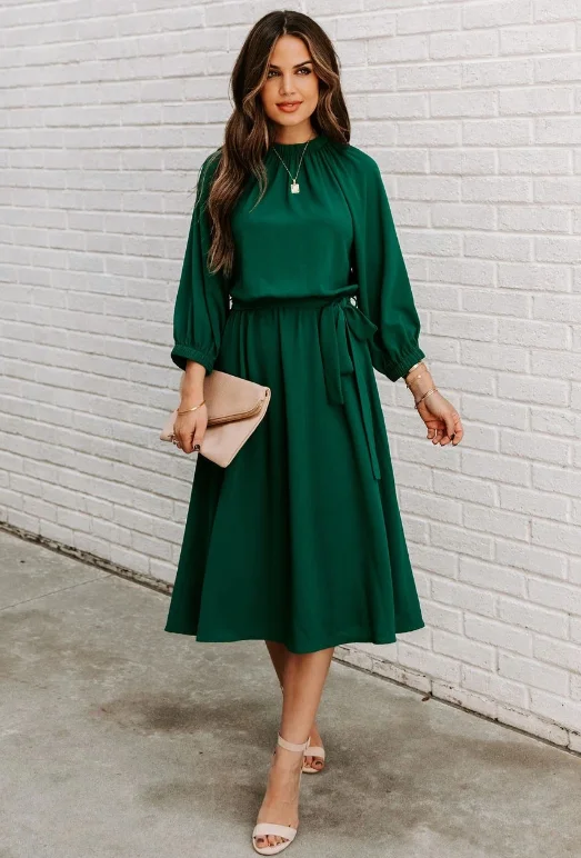 Fashion Lace O Neck Elegant Ladies Sexy Big Swing Party Dresses Tunics Satin smooth