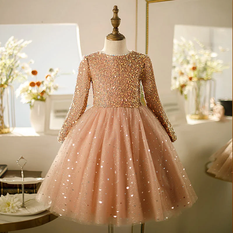 Girl Formal Princess Dress Baby Girl Long Sleeve Cute Bow Knot Sequin Dress Toddler Birthday Party Dress Tunics Corduroy durable Girl Formal Princess Dress Baby Girl Long Sleeve Cute Bow Knot Sequin Dress Toddler Birthday Party Dress Tunics Corduroy durable