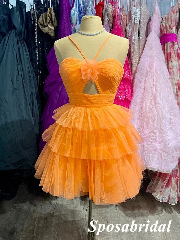 Sexy Orange Tulle Halter Sleeveless A-Line Mini Dresses/ Homecoming Dresses, PD3635 Classic Casual Mini Dress Sexy Orange Tulle Halter Sleeveless A-Line Mini Dresses/ Homecoming Dresses, PD3635 Classic Casual Mini Dress